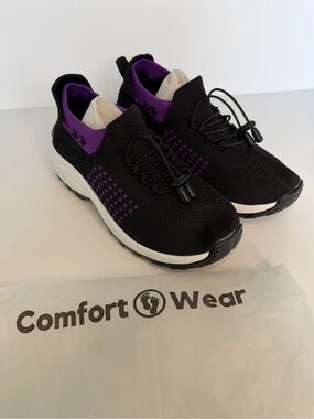 Comfort Wear Ortho Stretch Cushion Shoes Women's 8.5–9 Black Purple Arch Support